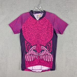 Yellowman YMX Cycling Jersey Women's Small Pink Magenta Wings 3/4 Zip Top